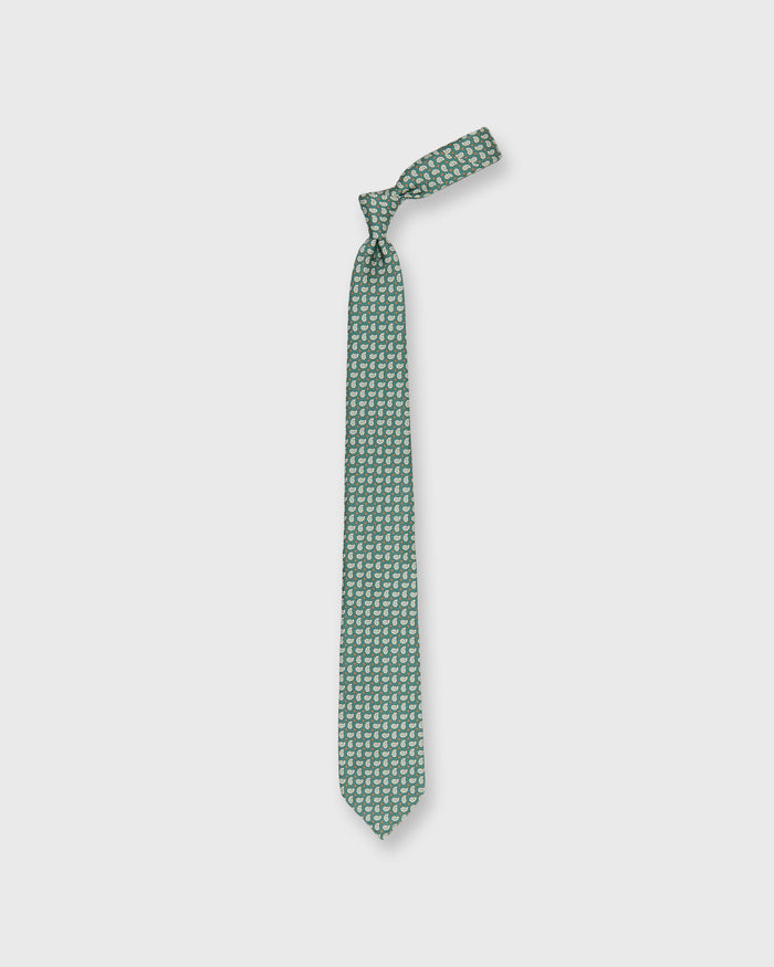 Silk Print Tie in Hunter/Sage/Brown Paisley