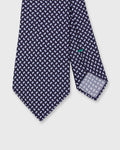 Silk Print Tie in Navy/Blue Mini Paisley