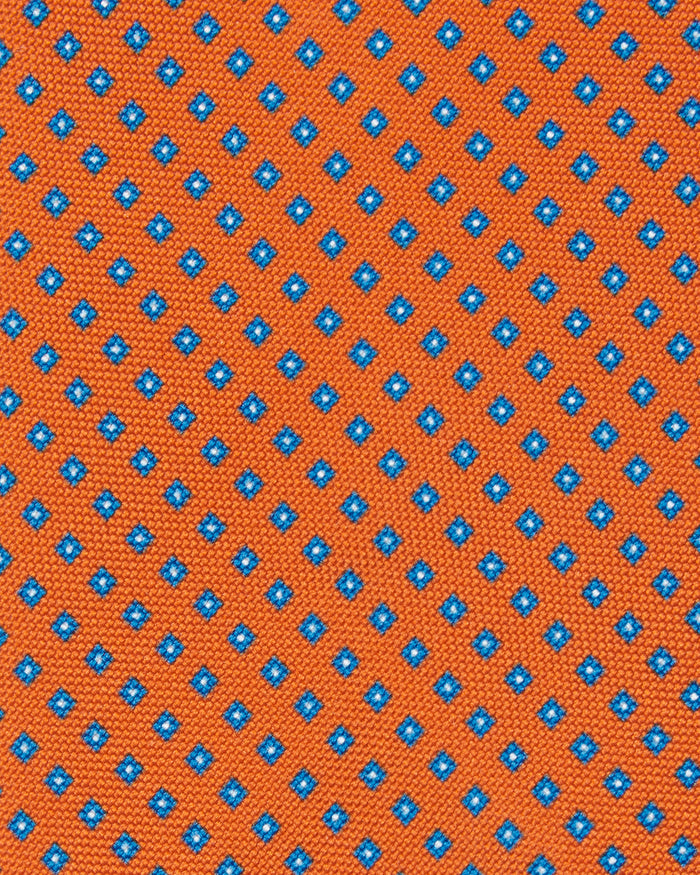 Silk Print Tie in Orange/Riviera Square