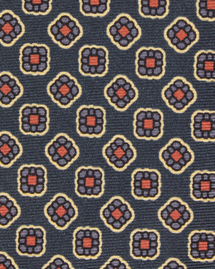 Silk Print Tie in Pacific/Purple/Berry Foulard