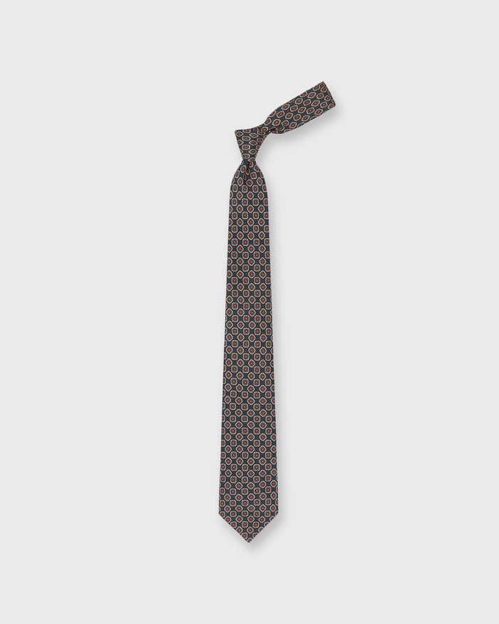 Silk Print Tie in Pacific/Purple/Berry Foulard