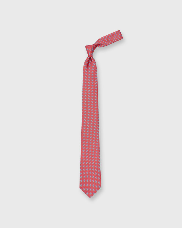 Silk Print Tie in Papaya/Sky Floral Foulard