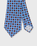 Silk Print Tie in Sky/Raspberry/Navy Foulard