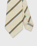 Silk Woven Tie in Bone/Blue/Green Multi Stripe