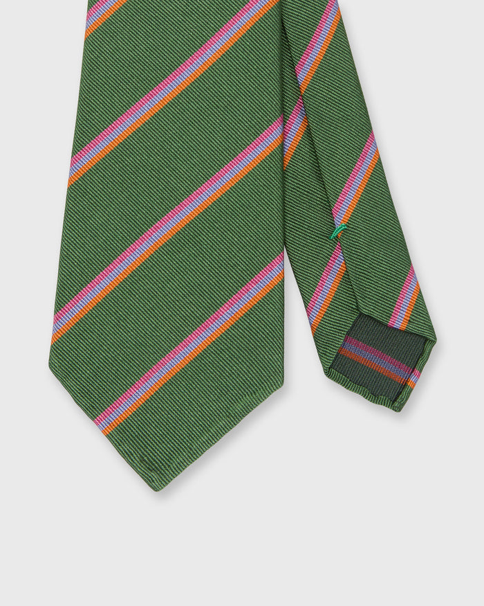 Silk Woven Tie in Green/Orange/Peri Multi Stripe