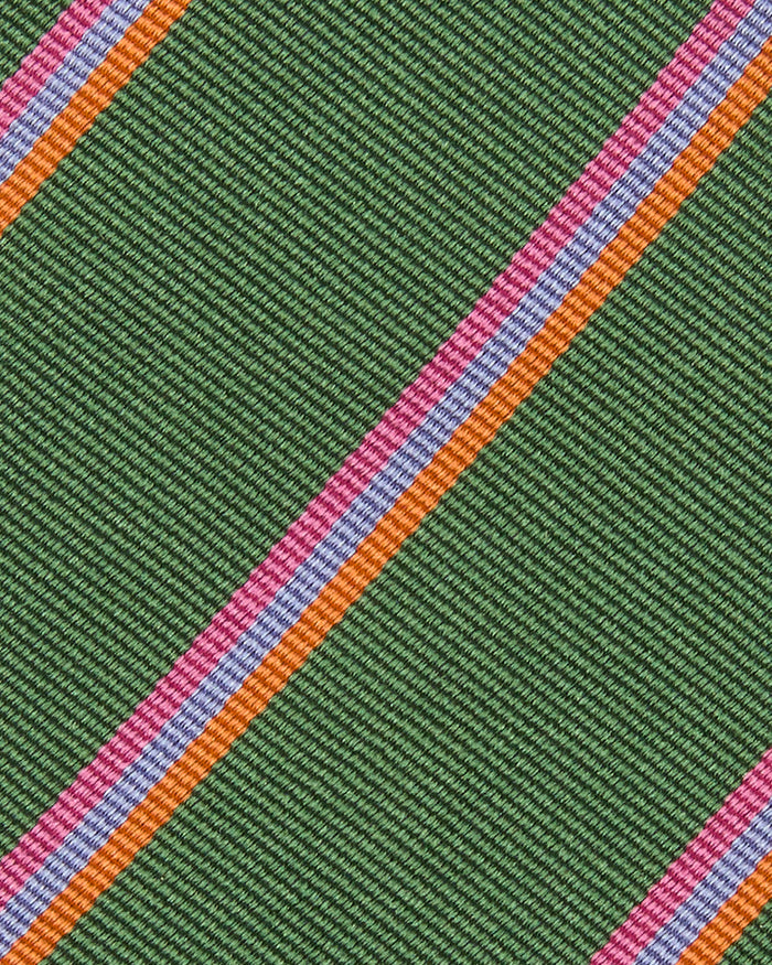 Silk Woven Tie in Green/Orange/Peri Multi Stripe