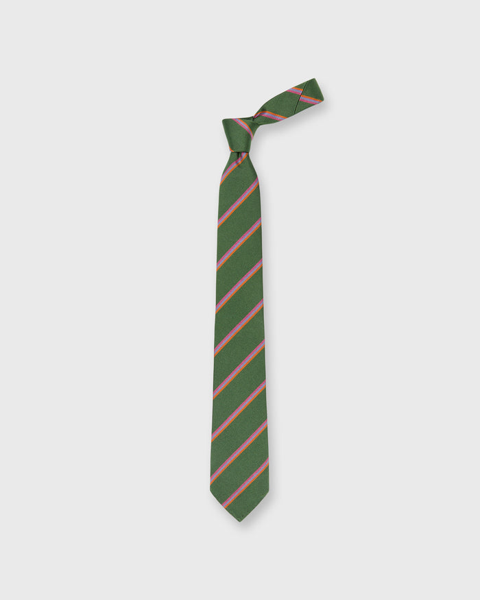 Silk Woven Tie in Green/Orange/Peri Multi Stripe