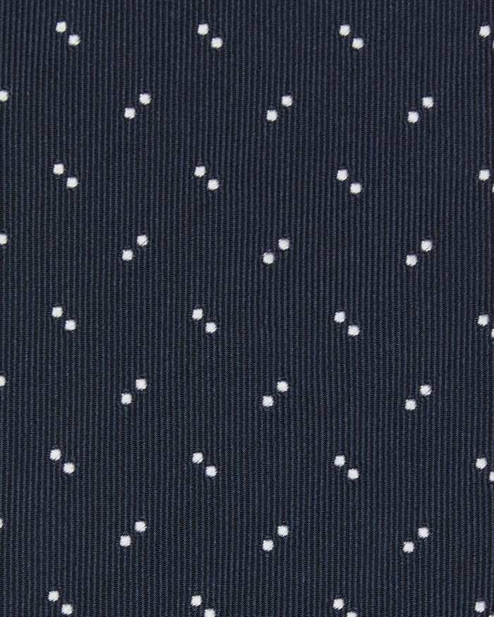 Silk Woven Tie in Navy/Chalk Abstract Dot