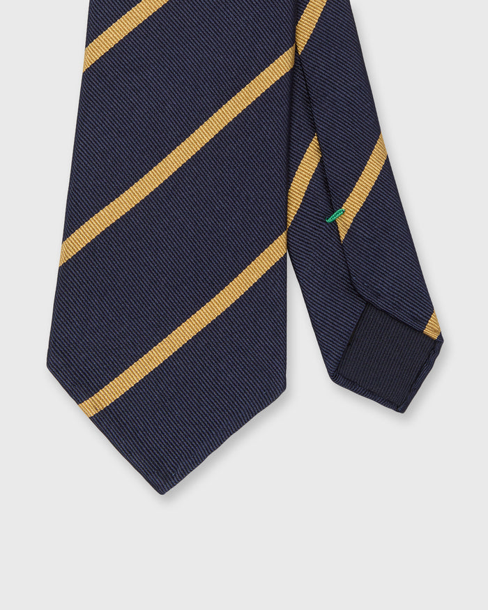 Silk Woven Tie in Navy/Gold Bar Stripe
