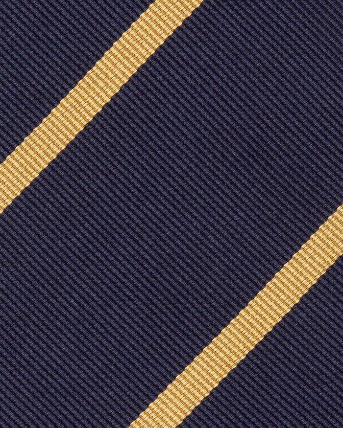 Silk Woven Tie in Navy/Gold Bar Stripe