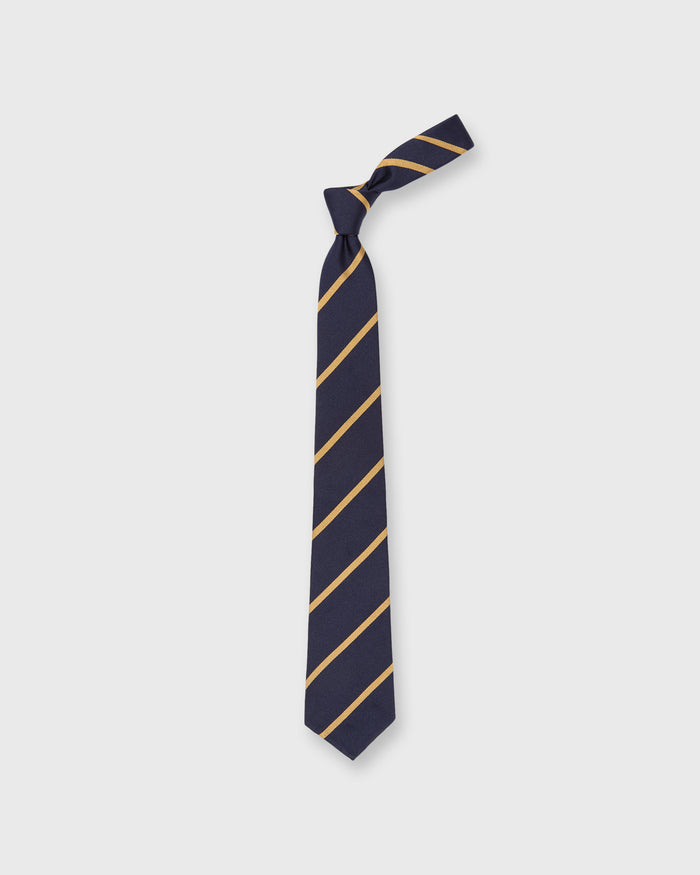 Silk Woven Tie in Navy/Gold Bar Stripe
