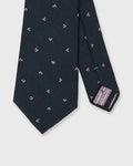 Silk Woven Tie in Red/Sky Micro Foulard