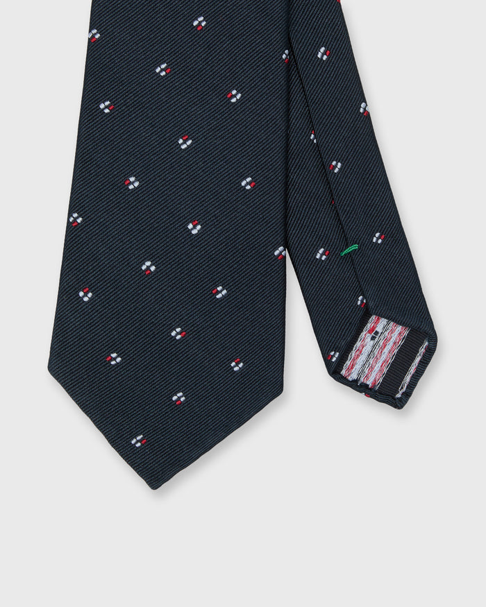 Silk Woven Tie in Red/Sky Micro Foulard