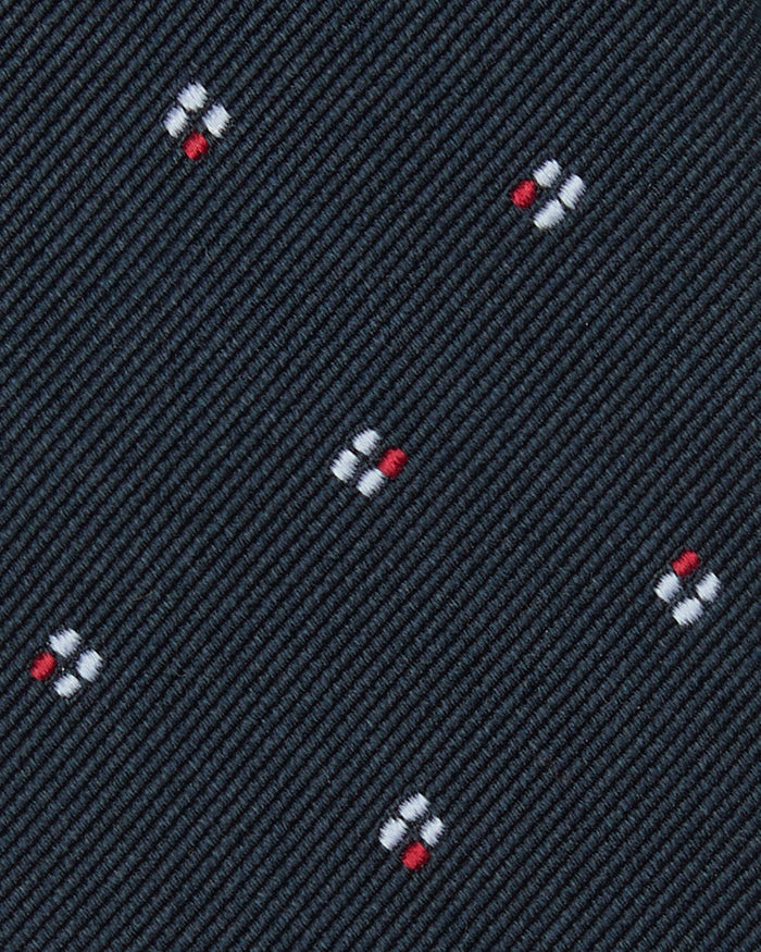 Silk Woven Tie in Red/Sky Micro Foulard