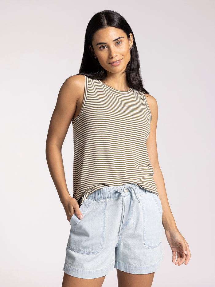 WHITE ARMY OLIVE STRIPE / S