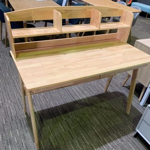 Solid Wood Study Desk with Shelf and Drawers/Rubberwood/Home Office Desk