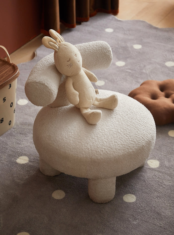 Sophie White Kids Chair in Boucle Upholstered/Boucle Plush Cushioned Kids Chair