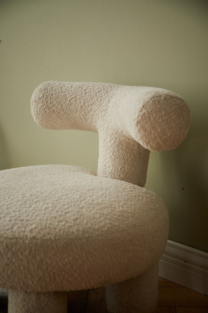 Sophie White Kids Chair in Boucle Upholstered/Boucle Plush Cushioned Kids Chair