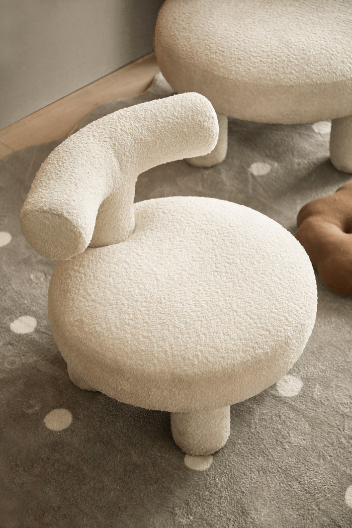 Sophie White Kids Chair in Boucle Upholstered/Boucle Plush Cushioned Kids Chair