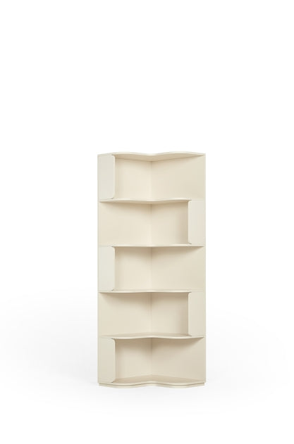 Space Saving  Engineered Wood Corner Bookcase/Storage Shelves in Cream White