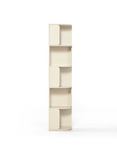 Space Saving  Engineered Wood Corner Bookcase/Storage Shelves in Cream White