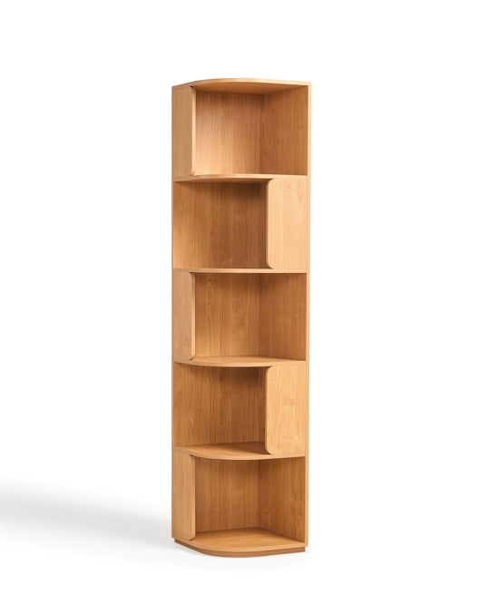 Space Saving Engineered Wood Corner Bookcase/Storage Shelves in Natural Wood