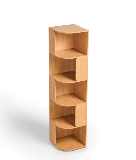Space Saving Engineered Wood Corner Bookcase/Storage Shelves in Natural Wood