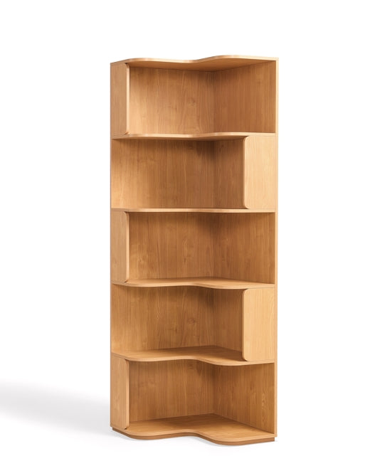 Space Saving Engineered Wood Corner Bookcase/Storage Shelves in Natural Wood
