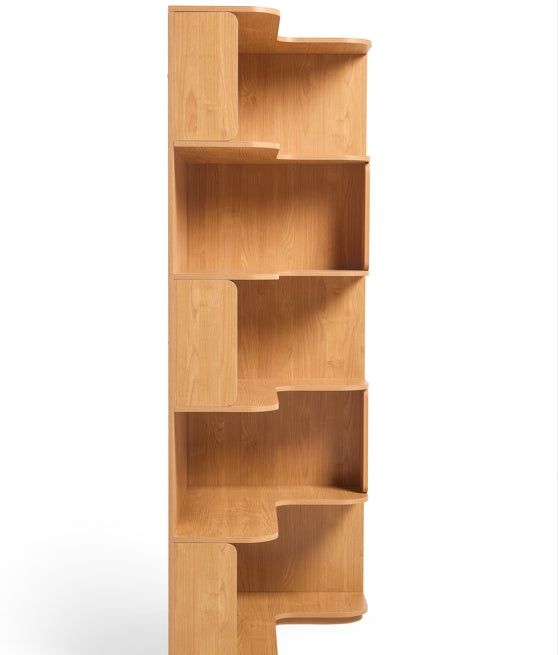 Space Saving Engineered Wood Corner Bookcase/Storage Shelves in Natural Wood