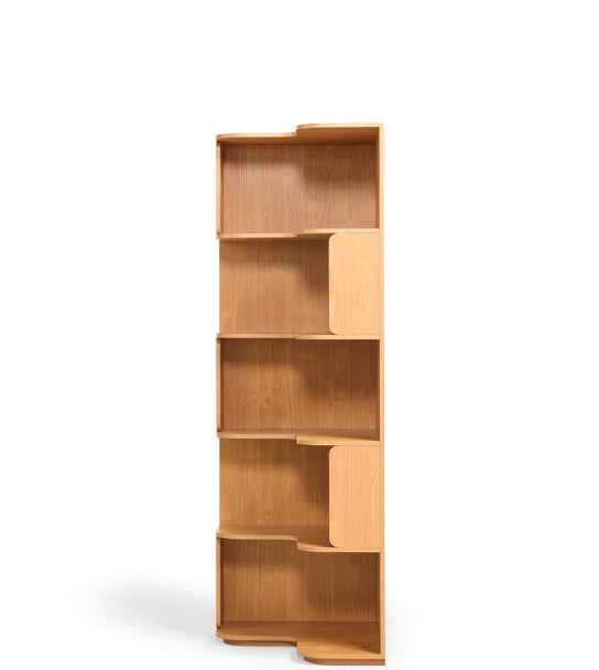 Space Saving Engineered Wood Corner Bookcase/Storage Shelves in Natural Wood