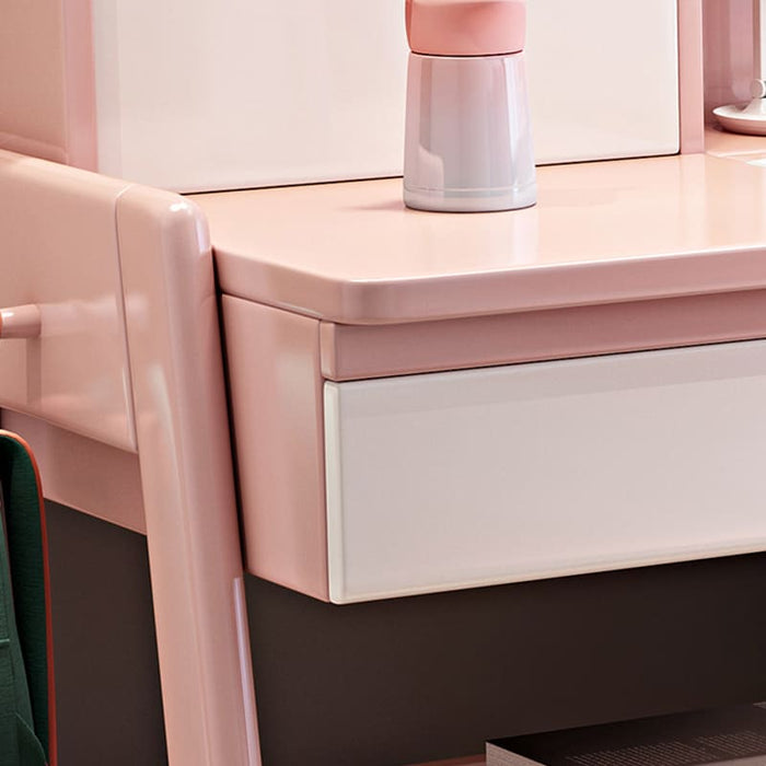 Stanselly Pink Solid Wood Kids Study Desk with Shelf/Rubberwood/1.2M