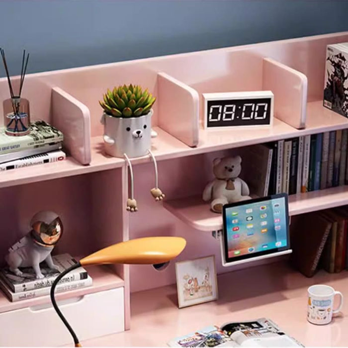 Stanselly Pink Solid Wood Kids Study Desk with Shelf/Rubberwood/1.2M