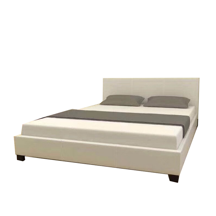 STONIE Classic PU Leather Bed Frame White Color/Faux Leather finish construction/ modern design