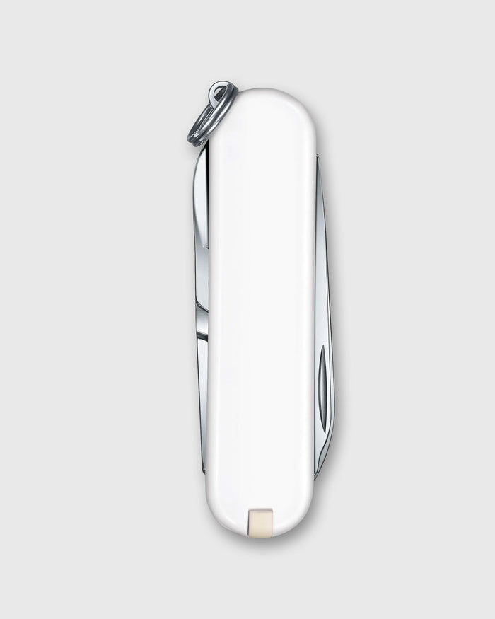Swiss Army Knife in Falling Snow