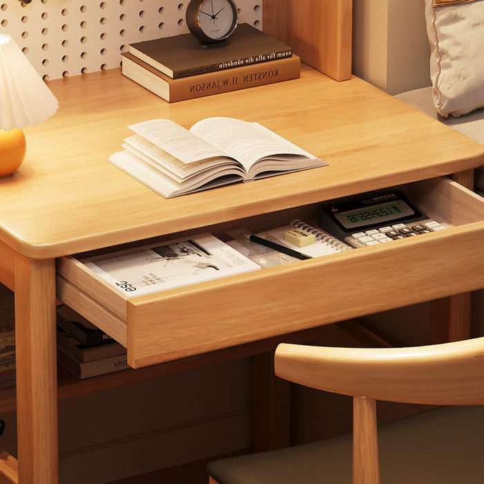 Sylvan Solid Wood Rubberwood Study Desk with Shelf and Drawers/Bookcase Home Office