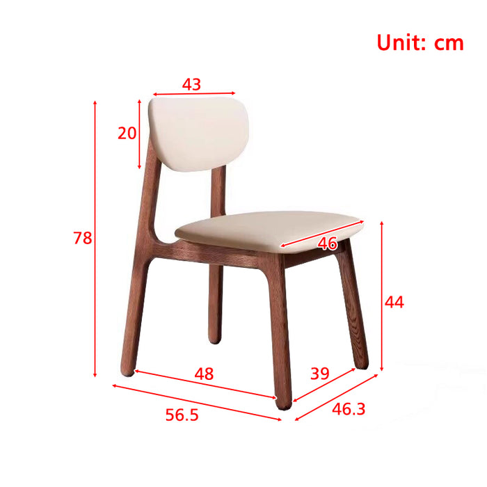 Theodore FAS-Graded Solid American Oak Wood Curved Back Dining Chair with Upholstered Seat Cushion