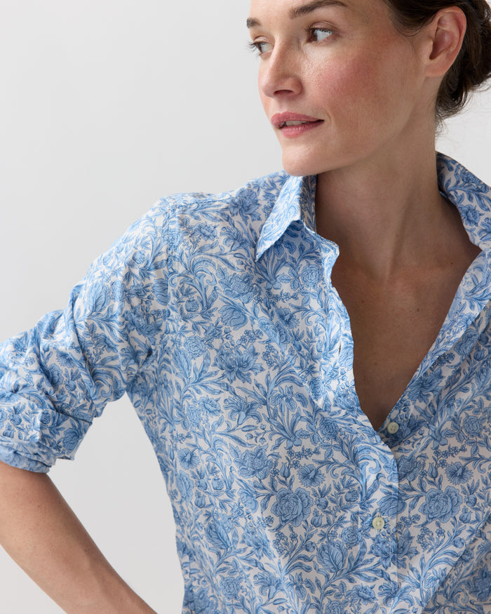 Tomboy Popover Shirt in Blue Sambourne Liberty Fabric
