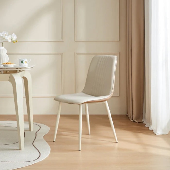 Torron White Metal Frame Dining Chair with PU Leather Upholstery
