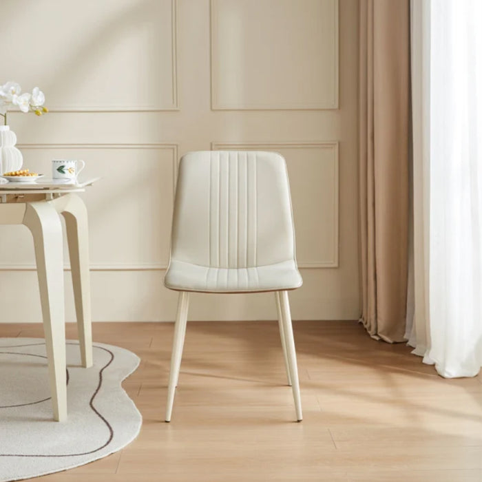 Torron White Metal Frame Dining Chair with PU Leather Upholstery