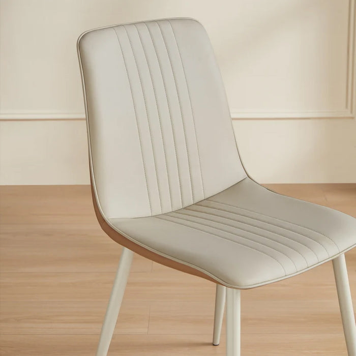 Torron White Metal Frame Dining Chair with PU Leather Upholstery