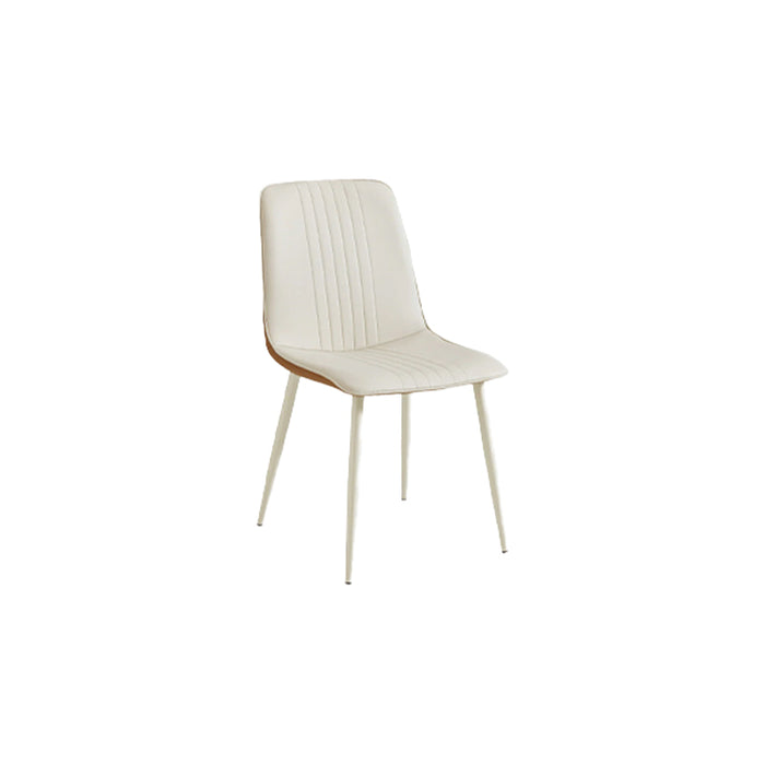 Torron White Metal Frame Dining Chair with PU Leather Upholstery