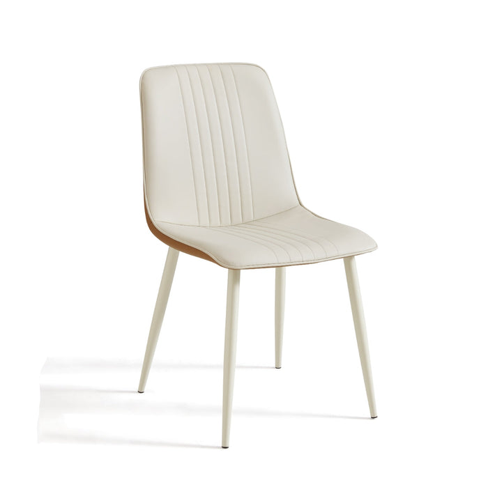 Torron White Metal Frame Dining Chair with PU Leather Upholstery