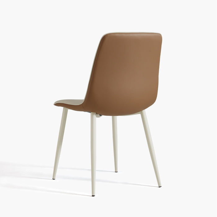 Torron White Metal Frame Dining Chair with PU Leather Upholstery