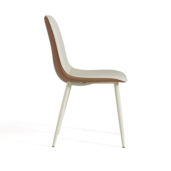 Torron White Metal Frame Dining Chair with PU Leather Upholstery