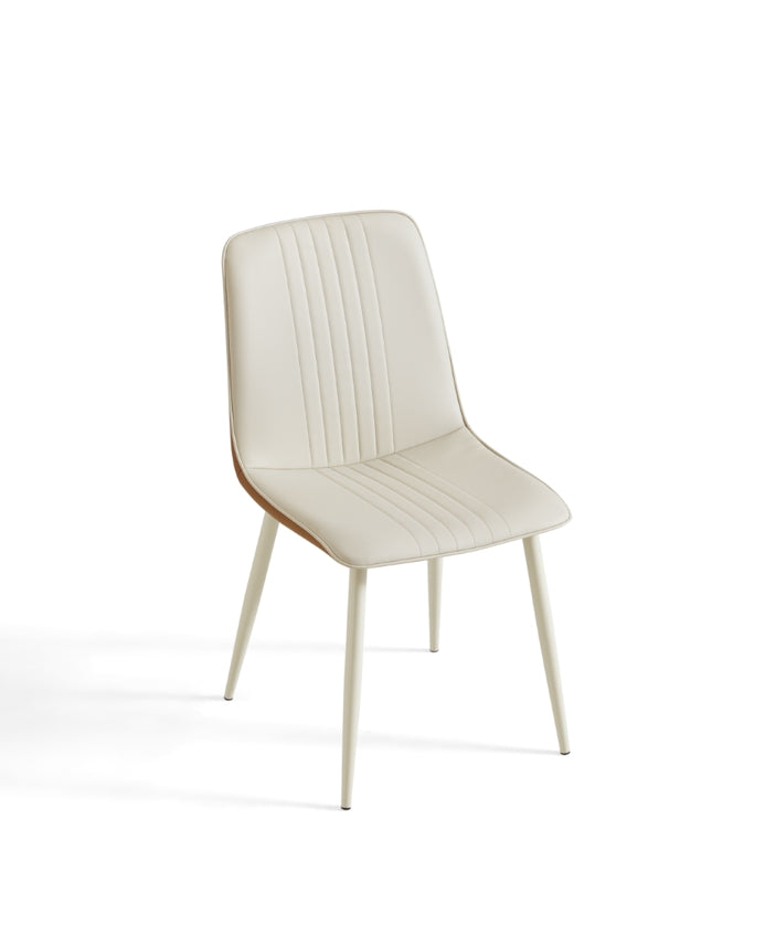 Torron White Metal Frame Dining Chair with PU Leather Upholstery