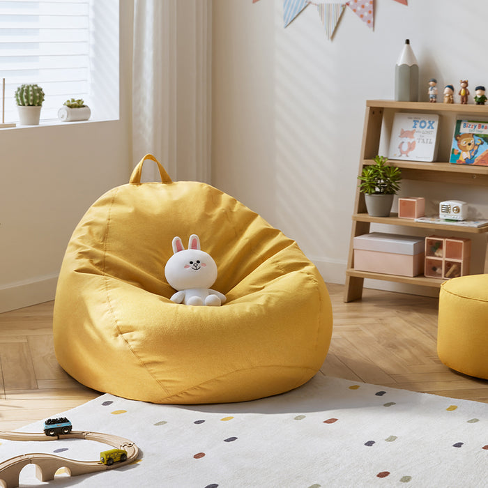 Tristan Cotton-linen Blend Fabric Bean Bag Chair/Single Sofa/Lazy Sofa Yellow Color