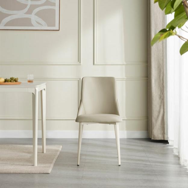 Truax Cream-Tone Contrast Dining Chair with PU Leather Upholstery