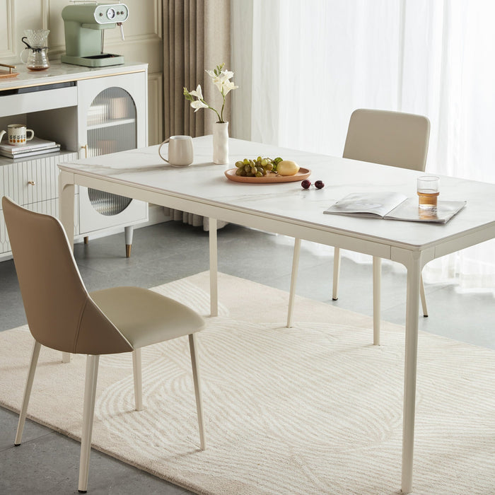 Truax Cream-Tone Contrast Dining Chair with PU Leather Upholstery