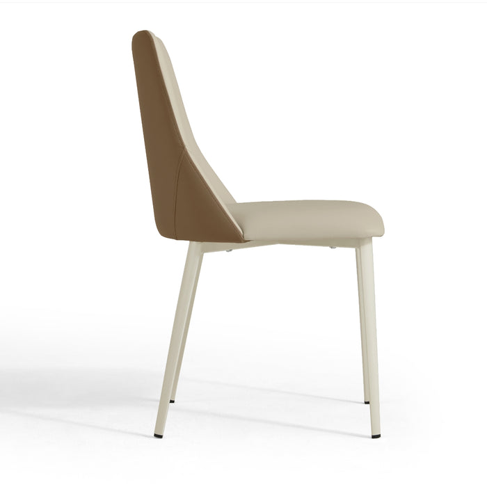 Truax Cream-Tone Contrast Dining Chair with PU Leather Upholstery