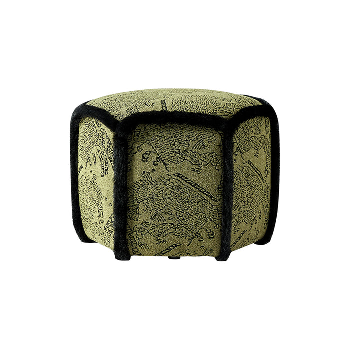 Trudy 50cm Faux Lambswool Fabric Household Low Stool/Small Bench/Shoe Bench Green & Black Color